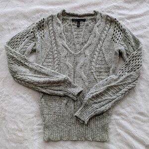 White House Black Market Light Green V-Neck Spring Cotton-Blend Sweater Size XS